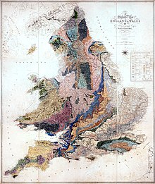 Геологическая карта Англии и Уэльса Гриноу, опубликованная Геологическим обществом 1819 г.