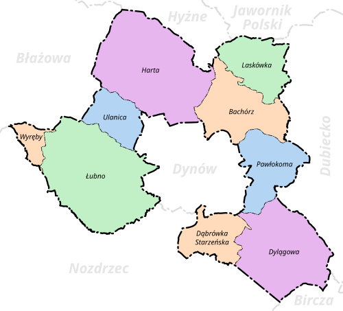 Podział administracyjny gminy Dynów