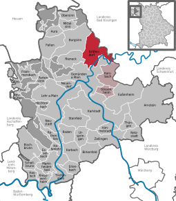 Poziția Gräfendorf pe harta districtului Main-Spessart