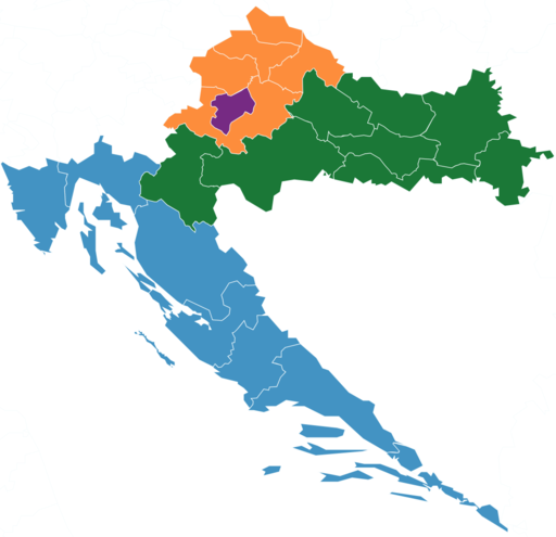 NUTS-2 regions of Croatia, Adriatic Croatia in blue