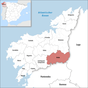 Die Lage des Gerichtsbezirk Arzúa in der Provinz A Coruña