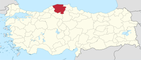 Pozicija provincije Kastamonu na karti Turske