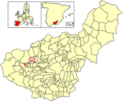 Situación de Fuensanta en la provincia de Granada
