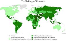 Countries by prevalence of female trafficking Map3.3Trafficking compressed.jpg