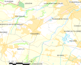 Mapa obce Fonsorbes