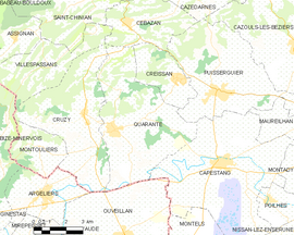 Mapa obce Quarante