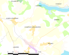 Mapa obce Champigny-lès-Langres