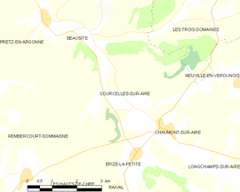 Mapa obce Courcelles-sur-Aire