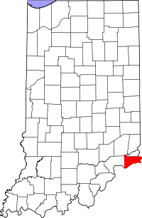 Locatie van Switzerland County in Indiana