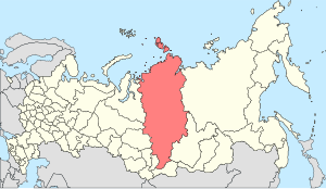 Красноярський край на карті суб'єктів Російської Федерації
