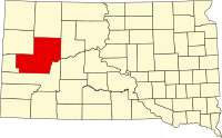 Locatie van Meade County in South Dakota