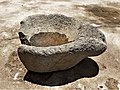 Antiguo molcajete con vertedera (roto) encontrado en San Juan Achiutla, Oaxaca, México.