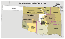 La limoj de Indiana Teritorio kun Oklahoma Teritorio en la 1890-aj jaroj.