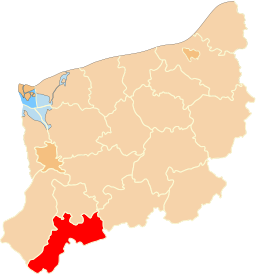 Powiat myśliborski (rödmarkerat) i Västpommerns vojvodskap.
