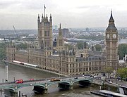 The Palace of Westminster, the seat of the Parliament of the United Kingdom.