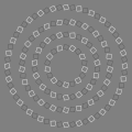 Pinna's illusory intertwining effect[45] and Pinna illusion (scholarpedia).[46](The picture shows squares spiralling in, although they are arranged in concentric circles.)