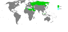 Land hvor Iman (grønt) er mye brukt