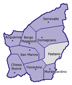 Location of Faetano within San Marino