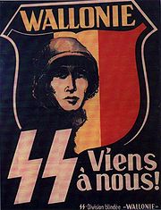 Recruitment poster with the slogan "Come to us!" for the 28th SS "Wallonien" Division made up of French-speaking Belgians. Sswallonie.jpg