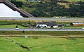 Stott Hall Farm, sandwiched between the east and westbound lanes of the M62 Motorway, West Yorkshire, England