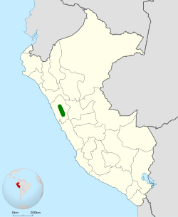 Distribución geográfica del pijuí de Ancash.