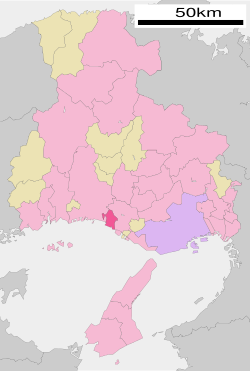 موقعیت Takasago در استان هیوگو