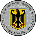 Zulassungsplakette des BMI, beispielsweise für Fahrzeuge des Technischen Hilfswerks