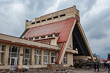 The destroyed railway station "Trostianets-Smorodino" Trostyanets-Smorodyne railway station after the Battle of Trostianets.jpg