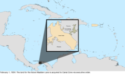 Map of the change to the United States in the Caribbean Sea on February 1, 1924