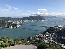 火の山ロープウェイ・火の山駅屋上より望む関門海峡