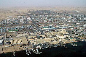 Luftaufnahme des Hafens von Walvis Bay