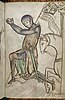 Image of kneeling knight from Westminster-Psalter, British Library, Royal Ms. 2 A XXII, f. 220