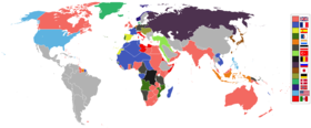 Map of colonial powers throughout the world in the year 1914 (note colonial powers in the pre-modern Muslim world). World 1914 empires colonies territory.PNG