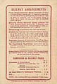 Back cover showing railway arrangements and admission fares