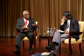 Thomas speaks with Akhil Reed Amar of the Constitutional Accountability Center in 2012 64-CFDA-20120912-02-024 The Constitution Turns 225. Justice Clarence Thomas, Akhil Reed Amar, September 12, 2012.jpg