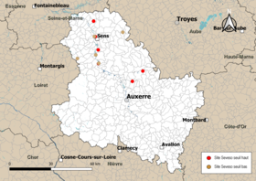 Carte des communes avec sites Seveso