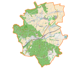Mapa konturowa gminy Bardo, u góry znajduje się punkt z opisem „Brzeźnica”