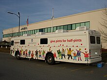 A blood collection bus (bloodmobile) from the Boston Children's Hospital Blood Drive Bus 2008 March MA.JPG
