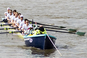 Cambridge VIII at their stake boat on the Surr...