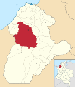 Vị trí của khu tự quản Montería trong tỉnh Córdoba