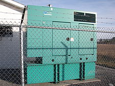 A Cummins generator at the base of a radio mast Cummins generator.jpg