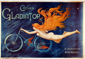 Ad poster for Cycles Gladiator; Lithograph