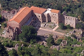 Despotský palác (pohľad z vrchu), 13. storočie, Mystras, Grécko