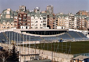 Blick auf die Haupttribüne des Stadion Obilić