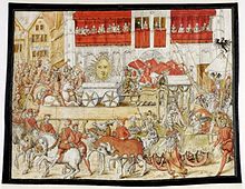 Carousel feast at the Grand-Place in Brussels in 1565 to mark the wedding of the Duke of Parma
