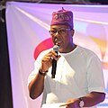 giving his speech at the soft launch for the One Lagos Fiesta in Lagos, Nigeria
