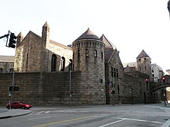 Additions to Allegheny County Jail. H. H. Richardson's Ross Street jail was completed in 1886. Additions were added by Osterling from 1903 to 1905.