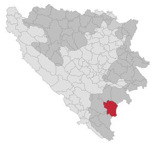 Lage der Gemeinde Gacko in Bosnien und Herzegowina (anklickbare Karte)