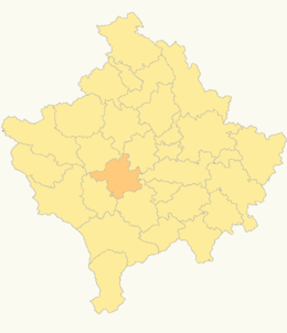 Locatie van de gemeente Malishevë in Kosovo