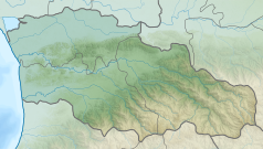 Mapa konturowa Gurii, po lewej nieco na dole znajduje się punkt z opisem „Ozurgeti”